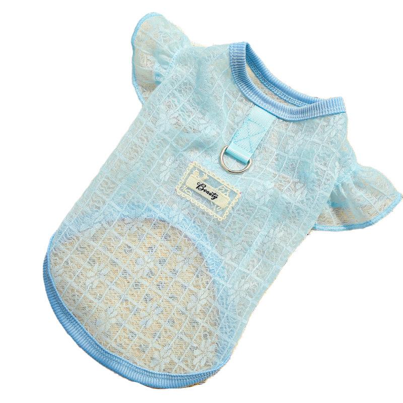 Ultra-light Soft Smooth and Elastic Pet Dog Clothes Dog Clothes Cat Clothes Supplies Lace Mesh Flying Sleeve Clothes