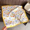 Korean Style Printed Silk Like Square Scarf For Women Sun Protection