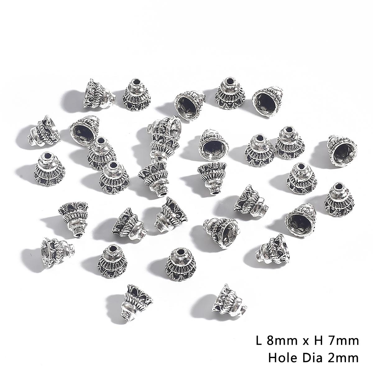 

10 шт., модные ювелирные изделия, тибетская кисточка, обжимная крышка, наконечник из сплава, бусины, крышка, металлические аксессуары для ювелирных изделий, фурнитура 03 8×10mm серебряный