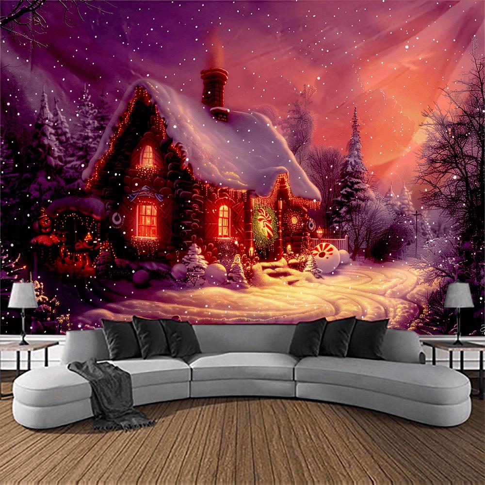 Vintage Merry Christmas Tapestry Santa Claus Tapestry Wall Hanging for Kids Boys Girls Christmas Deer Elk Wall Tapestry Xmas