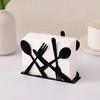 Black Cutlery Table Napkin Holder Standing Metal Fork Spoon Cutter Tissue Stand Home Kitchen Dining Table Flatware Paper Towel Dispenser Organizer