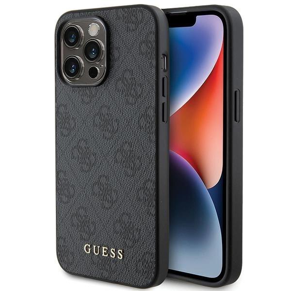 Guess Guhcp15Lg4Gfgr Iphone 15 Pro 6.1 Szary/Grey Hard Case 4G Metal Gold Logo