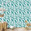 Wallpaper Turquoise feathers on a white background for the living room and bedroom 50x1000