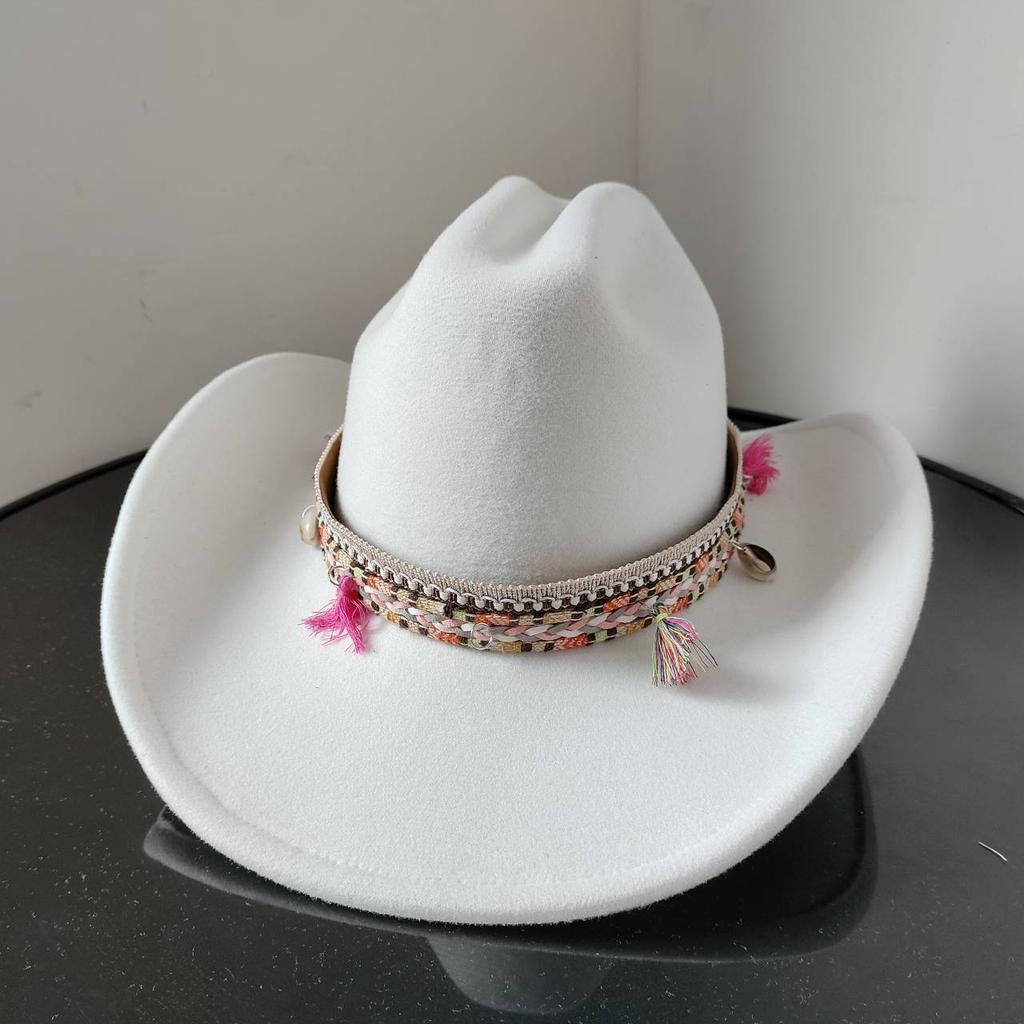 New White Western Cowboy Hat For Men And Women Jazz Cowboy Hat Color Belt Accessories Panama Sombrero Hombre Hat
