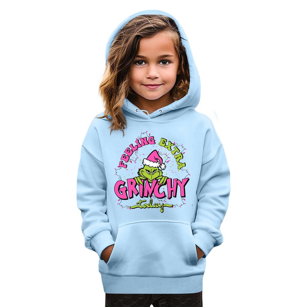 Weihnachts-Kinder-Sweatshirt Langarm Leichtes Lässiges Kapuzenshirt Locker Bequemes Kinder-Sweatshirt