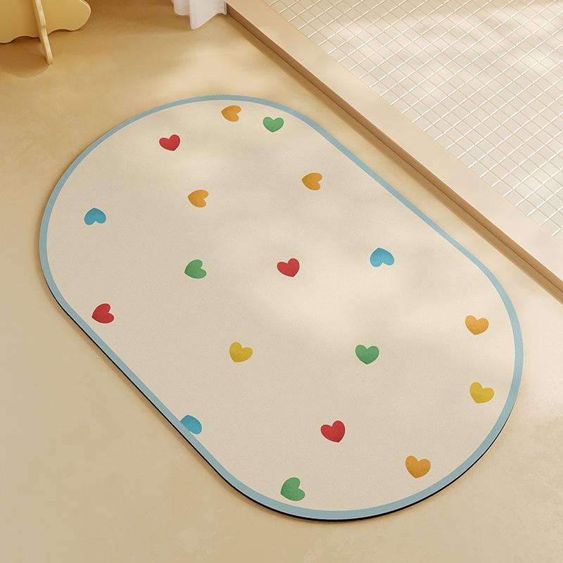 Creamy Air Bathroom Diatom Mud Water Absorption Floor Mat Bathroom Door Entrance High-quality Quick-drying Anti-slip Foot Mat Entry Door Mat