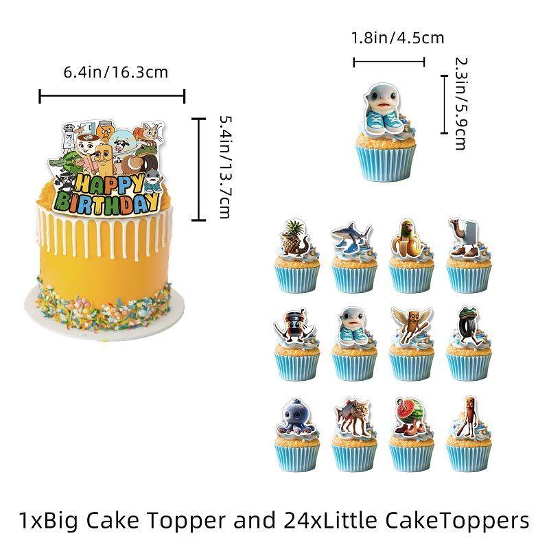 Tung Tung Sahur Birthday Theme Party Decoration Banner Cake, Flag Balloon, Shan Hai Jing Set