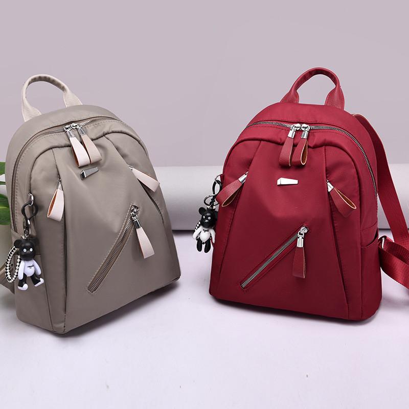 Nylon Backpack For Teens With Color Block Design And Travel Use