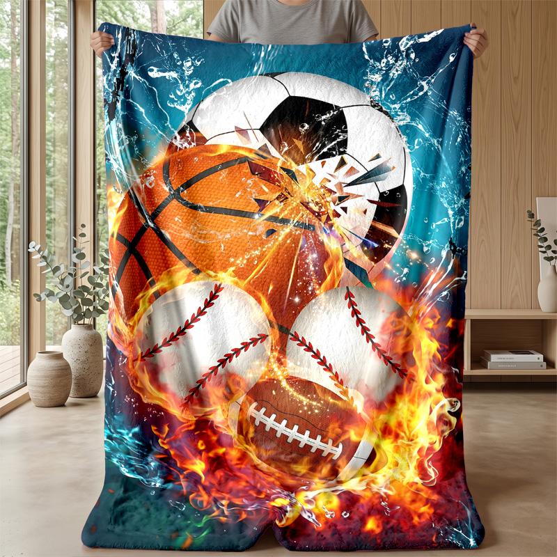 Sports In Flames and Water 3 Theme Blanket Lightweight Warm Flannel Blanket Decorative Throw Blanket for Home Decoration