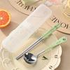 1Pcs Portable Cutlery Set Stainless Steel Cute Cartoon Animal Pattern Handle Spoon Chopstick with Box Travel Student Dinnerware Set