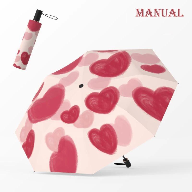 

Pink Cute Umbrella Wind and Water Resistant Sun Shade Rainy and Sunny Dual Use Umbrella UV Protection Pocket Parasol Capsule Iron&8K