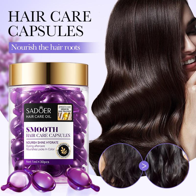 Lot de 30 capsules de soins capillaires à l'huile de noix pour améliorer les frisottis et hydrater le cuir chevelu