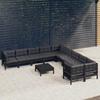 Day and Night - Day and Night Garden Furniture 11 Pieces and Cushions Black Pine Wood
