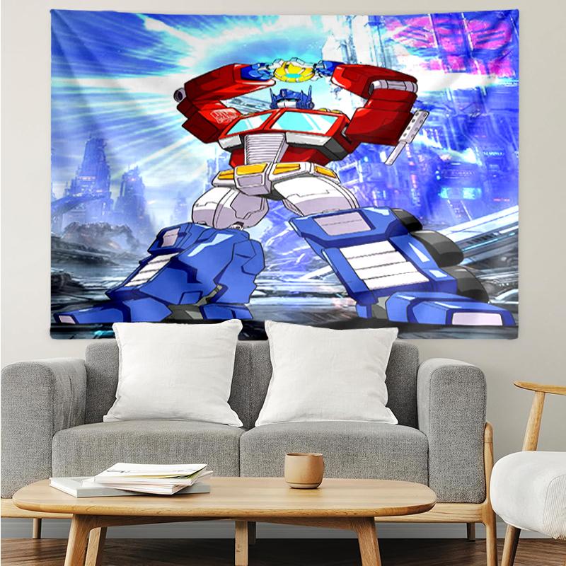 Transformers Print Tapestry, Backdrop, Easy Setup, Ideal for Bedroom, Office & Living Room, with Aesthetic Wall Hanging Decor.