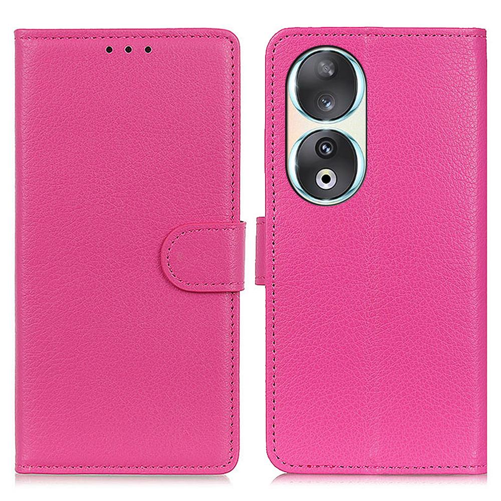 Wallet Phone Case for Honor 90,Litchi Texture PU Leather Stand Protective Phone Cover