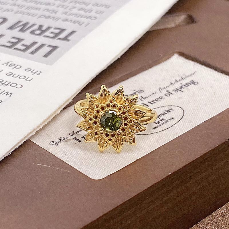 Medieval Personalized Retro Enamel Dripping Oil Inlaid Zir*****Pening Ring Niche Light Luxury High-End Ring Woman
