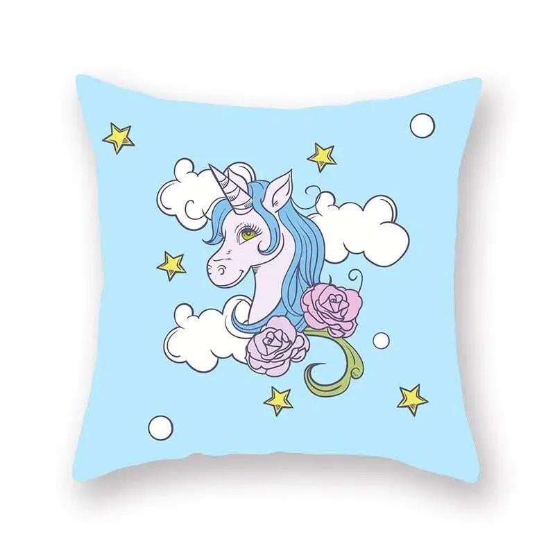 Einhorn-Print Kissenbezug Partydekoration Geburtstag Pfirsichhaut Kissenbezug