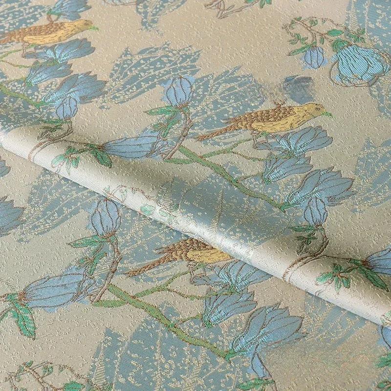 

100x150cm Brocade Jacquard Fabric Soft Jacket Clothing Apparel Sewing Fabric Wholesale Cloth for By The Meter Diy Material 1 meter светло-синий