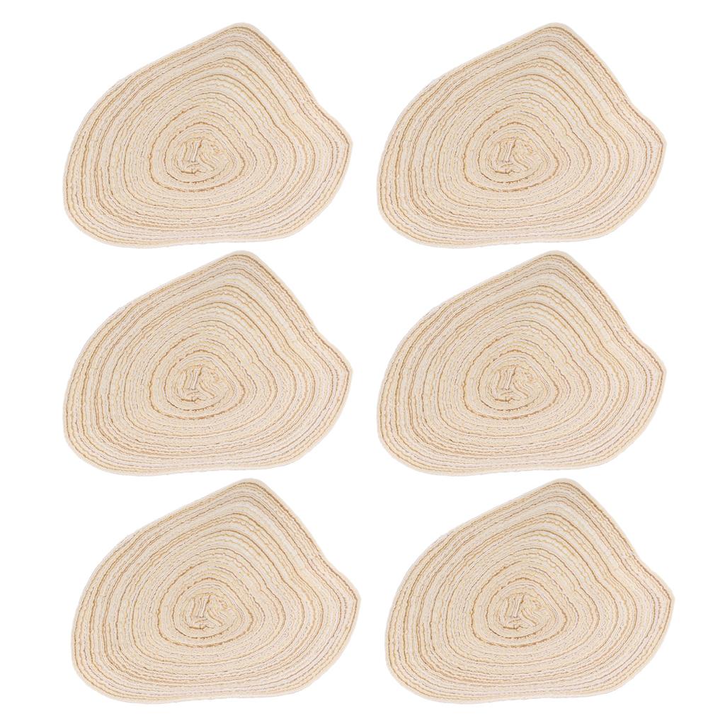 6Pcs Round Placemats Braid Heat Insulation Nonslip Stable Highly Durable Wide Application Place Mats for Home PartyBeige