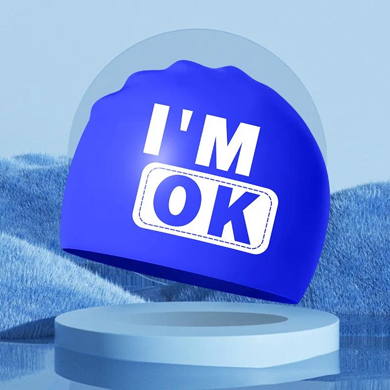 Silikon-Badekappen für Erwachsene für Damen langes Haar wasserdicht Ohrenschutz Badekappe Frau bedruckte Badekappe Schwimmzubehör