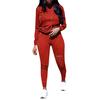 Fashion Womens Long Sleeve Hole Pocket Hoodies Drawstring Pants Loose Tops Set