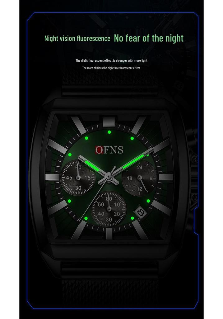 Ofns Classic Six-Hand Chronograph Men's Sports Watch, 30M Waterproof Quartz