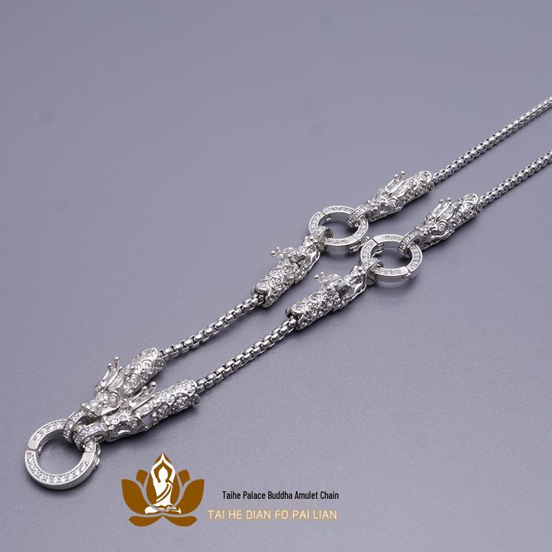 18K vergoldete Drachenkopf-Amulett-Halskette mit mikrogefassten Diamanten - Unisex-Mode