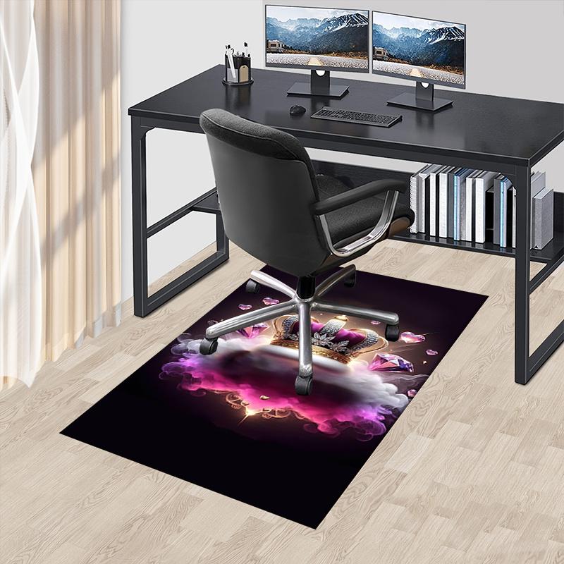 Chair Mat: Luxury Crown Design Office Carpet Oversized Rug for Home Decor, Sofa Cover, Gift Idea, Suitable for Bedroom, Living Room, Various Rooms