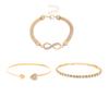 Rose Gold Heart & Infinity Bracelet Set, Crystal-Embellished 3-Piece Stackable Bracelets for Women