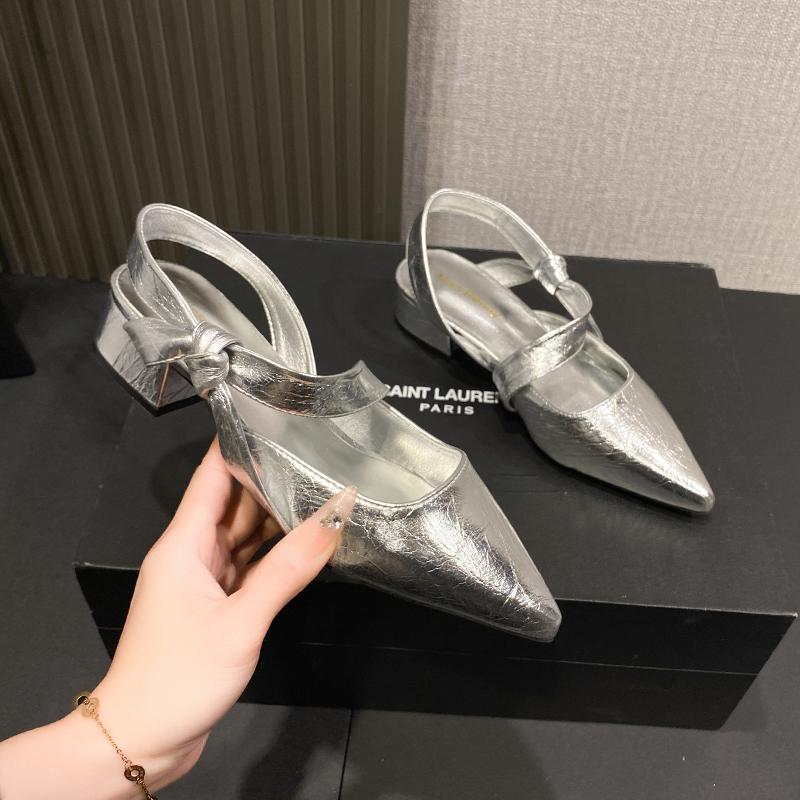 Fashionable Pure Color Sexy Pointed Toe High Heel Shoes Spring New Style Hand Print Thick Heel Single Shoes for Women