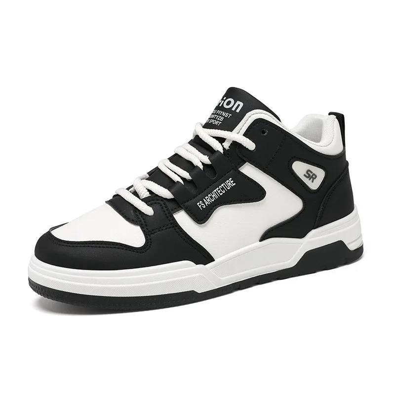 Fashion Trendy Men's Sneakers Platform Leather Shoes 2024 Winter Designer High Top Boots for Men New Cotton Skateboard Shoes Zapatillas