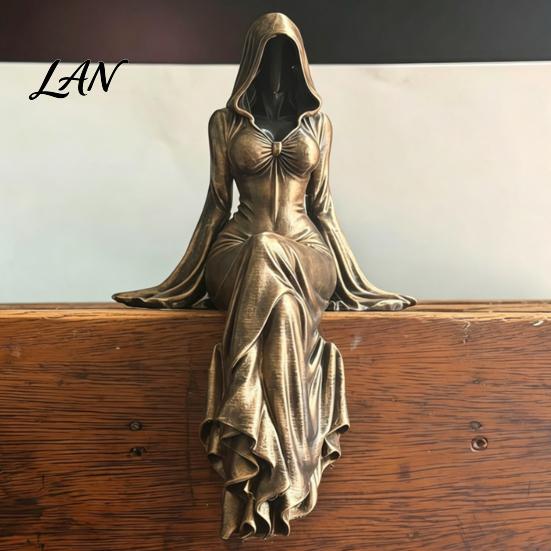 3D Printed Gothic Sculpture Reaper Goddess Figurine Ornaments, Dark Style Sculpture, Abstract Art Faceless Statue for Desktop Bookshelf Decor Durable