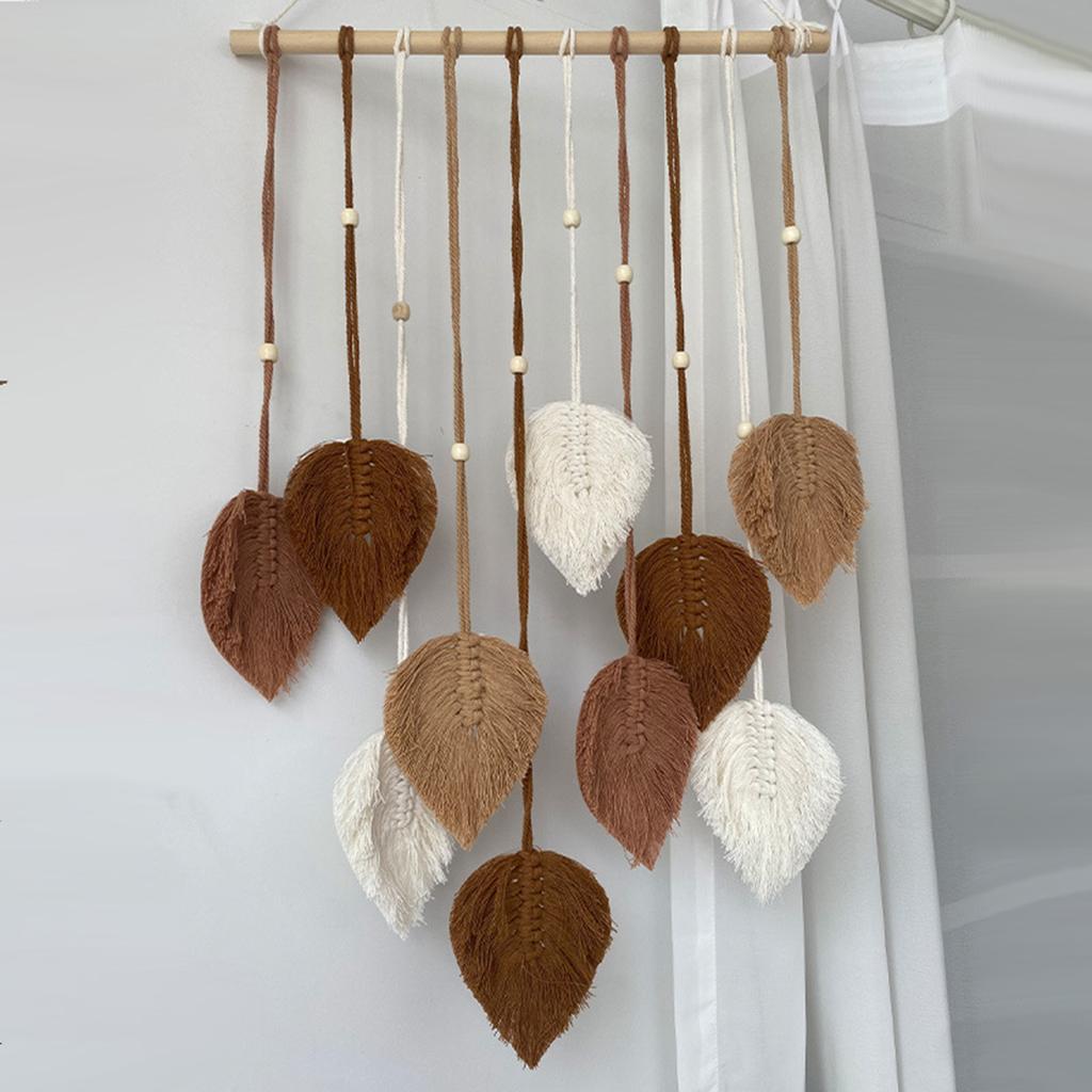 Wall Hanging Handwoven Leaf Tapestry Boho Decor Hanging Pendant Crafts Hanging Gift For Child