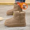 Women's Fleece-Lined High-Top Snow Boots, 2025 Winter Collection - Trendy Korean Style, Thickened for Warmth, Short Design
