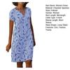 Women's Summer T Shirt Dress Casual Floral Print V Neck Short Sleeve Mini Dress Loose Beach Vacation Sundress