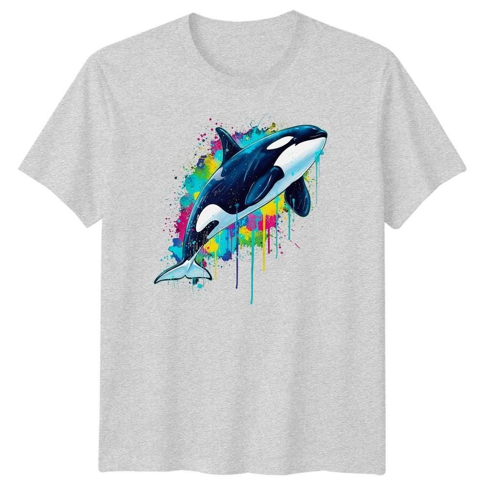 Orca Marine Animal Unisexs Tshirt Vibrant Splash Art