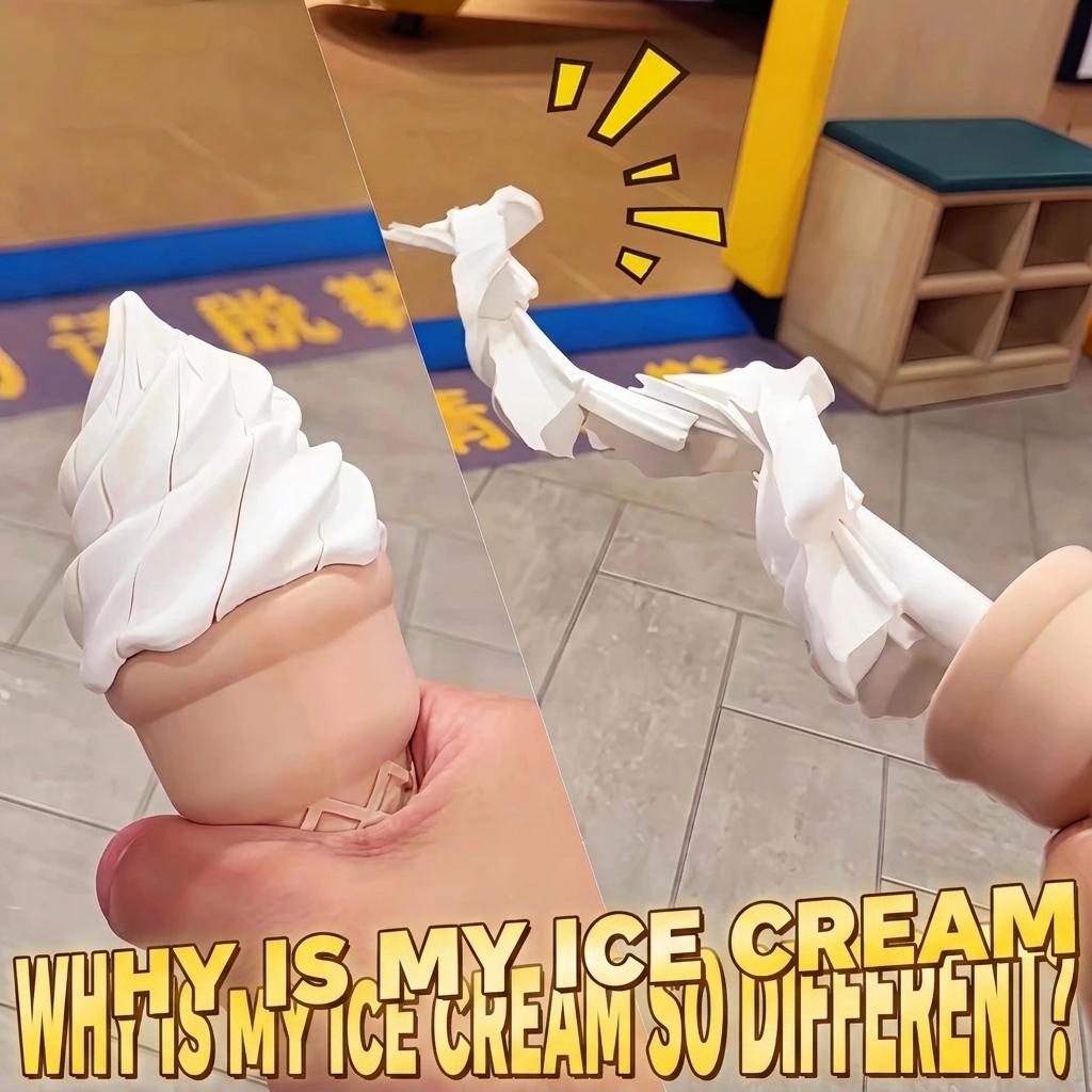 Jinccai Retractable Ice Cream Sword Prank Prop 3D Printed Plastic Funny Trick Toy Scalable Ice Cream Cone Joke Gift Party