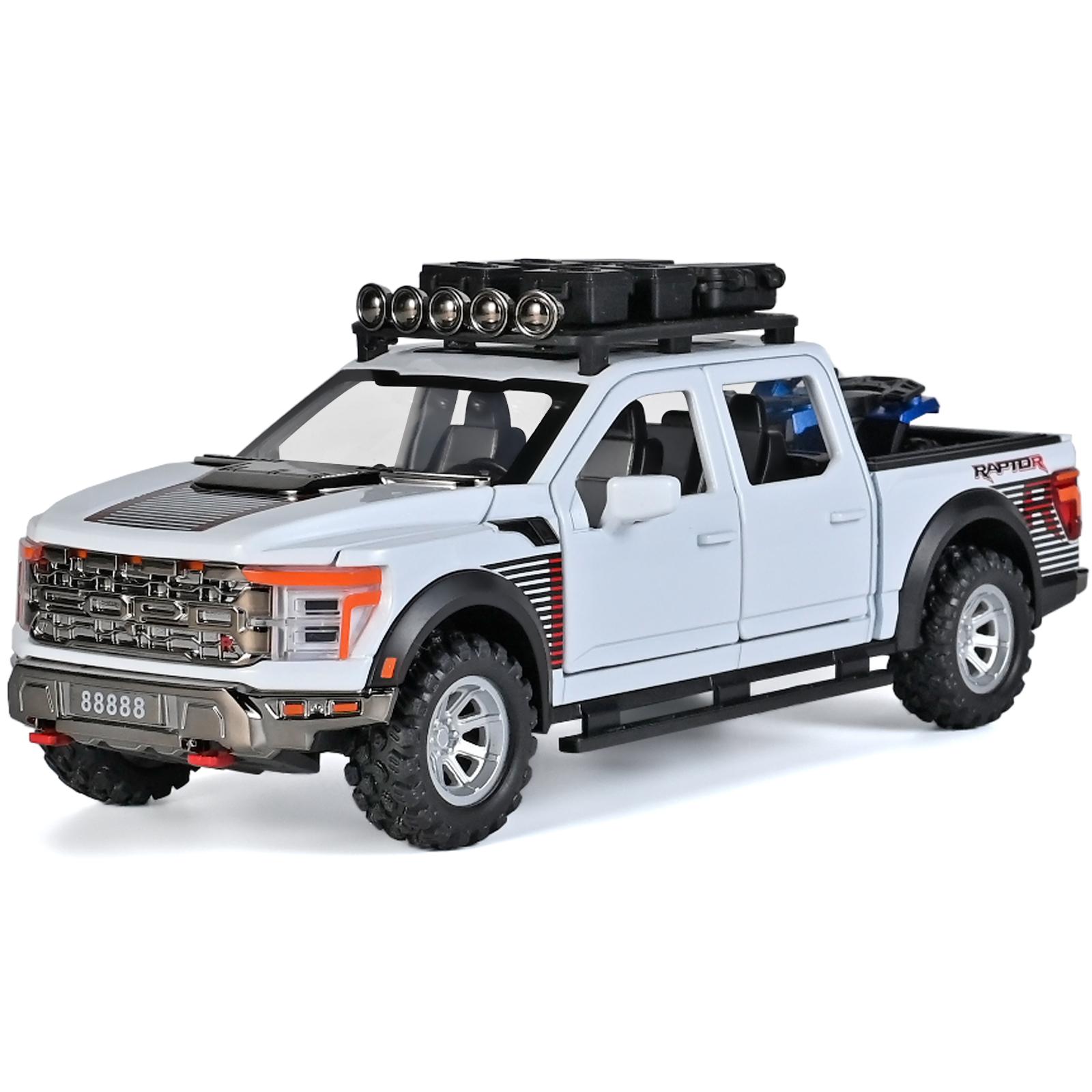 

1/24 Ford F150 Позашляховик Позашляховик Литий Металевий Модель Автомобіля Звук та Світло Імітація Колекціонування Хобі Подарунки на День народження для Друга Відтягування білий