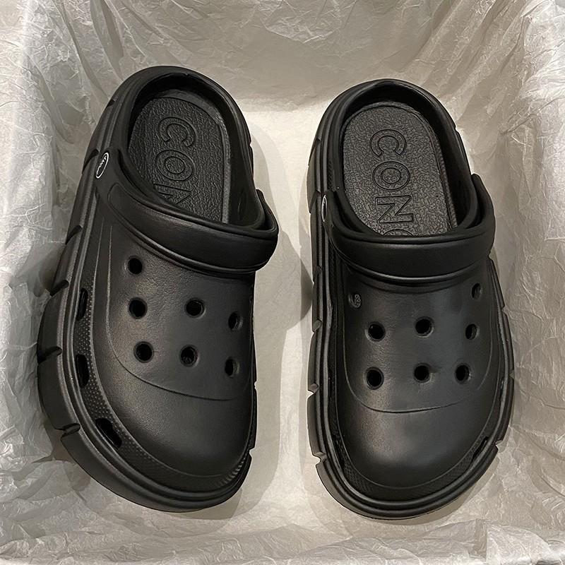 

Обувь с отверстиями EVA женские классные тапочки летняя сумка головной убор легкие сандалии для медсестер ICU удобные большие размеры пляжная обувь женская обувь 40-41 [Standard code] чёрный