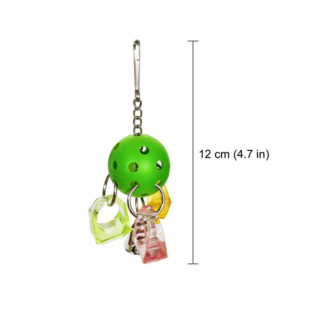 Parrot Chew Toy with Acrylic Spinning Ball_Chain Bird Cage Hanging Toy with Hook for Small Medium Birds