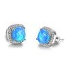 Luxury Female Yellow Pink Stone Earrings Fashion Silver Wedding Jewelry Vintage Double Stud Earrings For Women