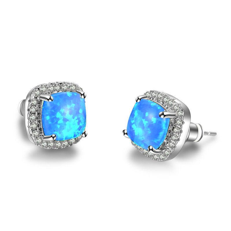 Luxury Female Yellow Pink Stone Earrings Fashion Silver Wedding Jewelry Vintage Double Stud Earrings For Women