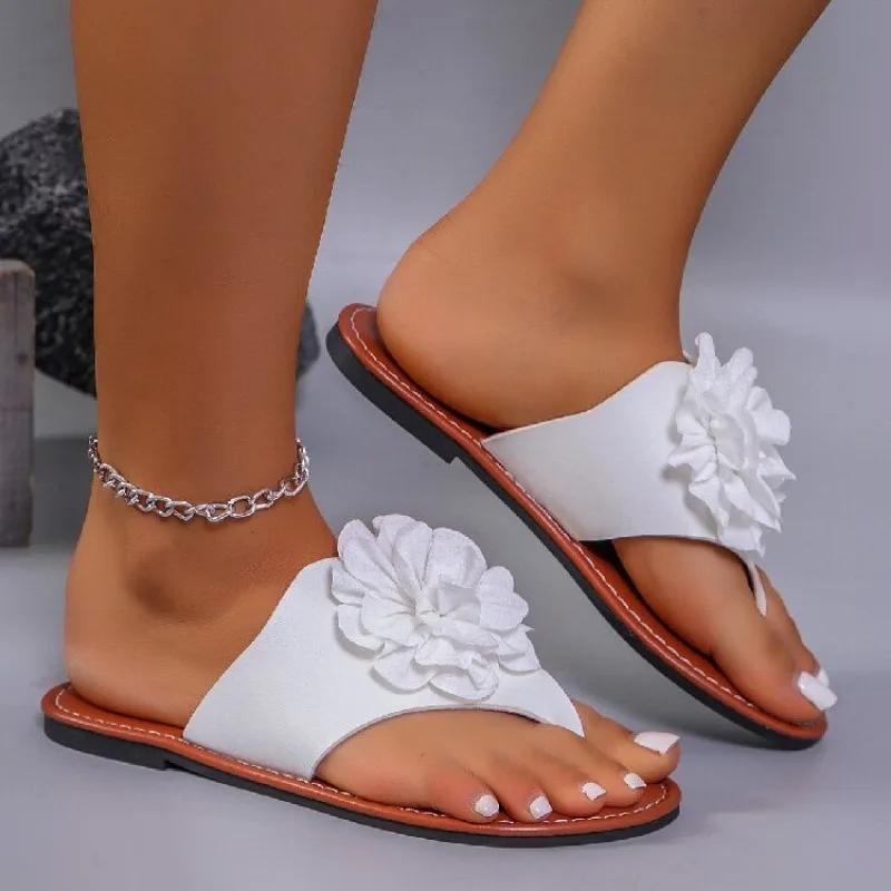 2025 Ladies Shoes Pinch Toe Women's Slippers Summer New Outdoor Beach Butterfly-knot Plus Size Best Seller Flat Slippers