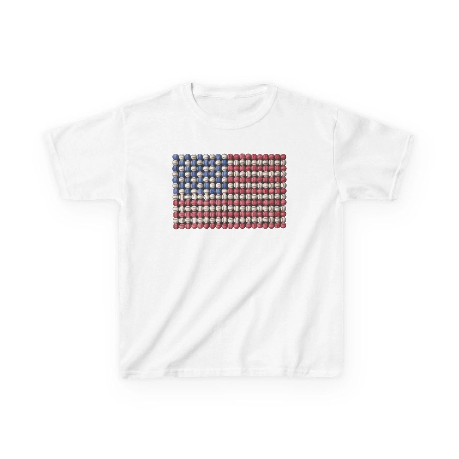 American Flag Baseballs *YOUTH* T-shirt Little League Patriotic Sports Tee 3XL