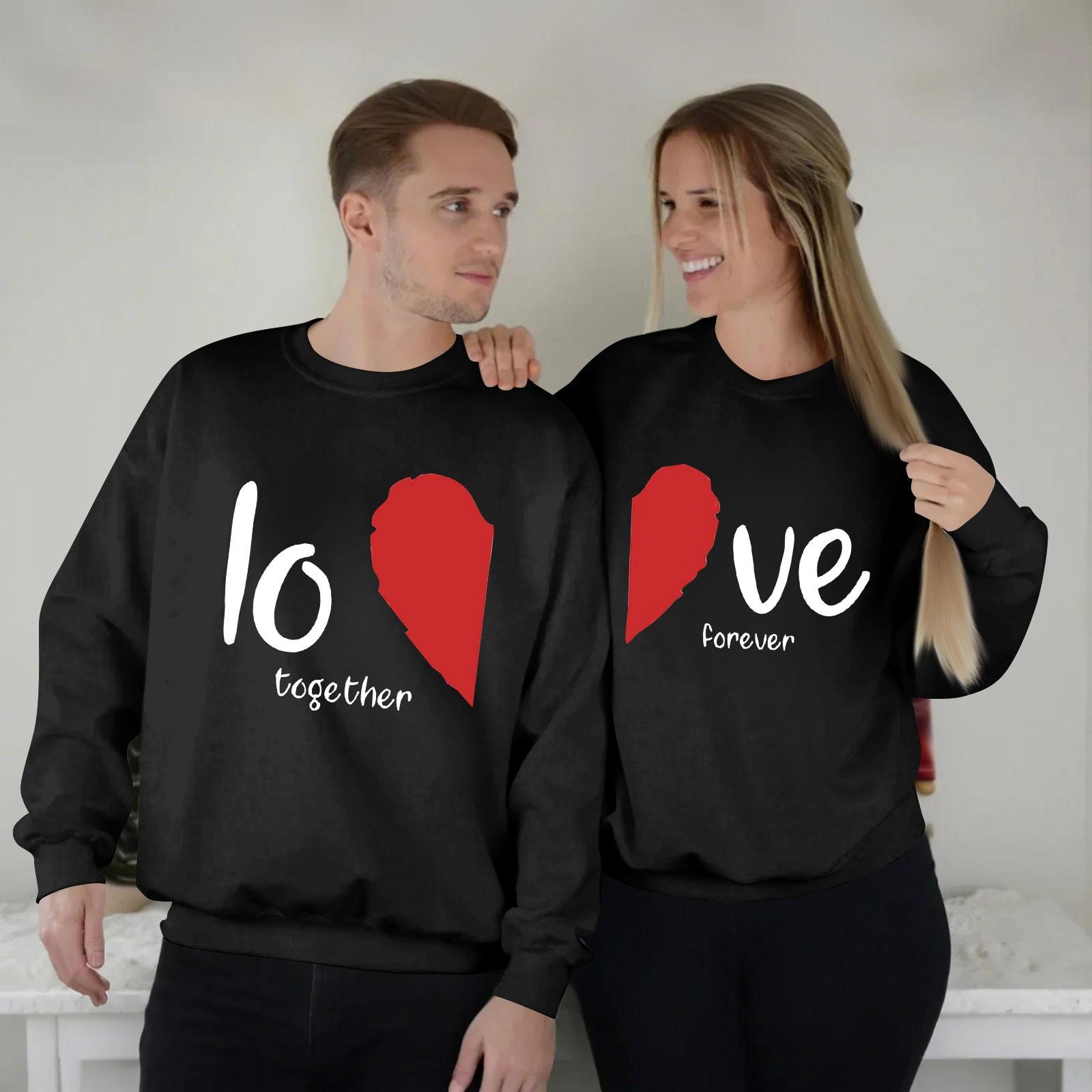 

Женский топ с круглым вырезом и длинными рукавами, пуловер с принтом ко Дню святого Валентина, парная толстовка M чёрный