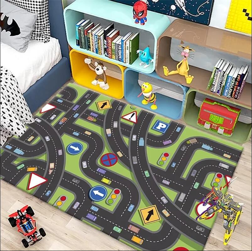 

Детские игровые ковры Ковры с картой дорожного движения и машин Городской игровой коврик Нескользящий коврик для игровой комнаты, спальни, гостиной, комнаты для мальчиков 40X60CM