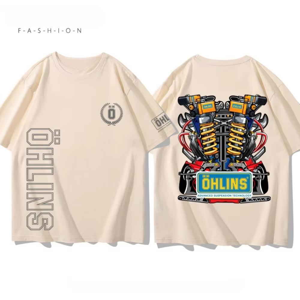 2026 Unisex Camiseta con Estampado de Motocicleta Suspensión Ohlins Gráfica Oversize Deportiva Transpirable Cómoda Streetwear S4XL Camiseta Genial