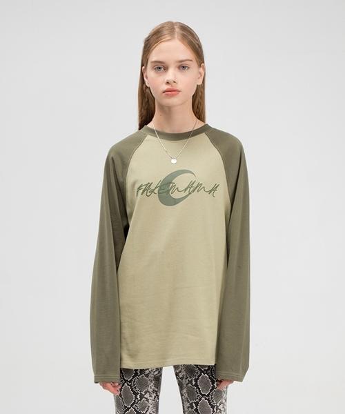 Fake Mama Moon Logo Raglan T-Shirt [Olive] Khaki