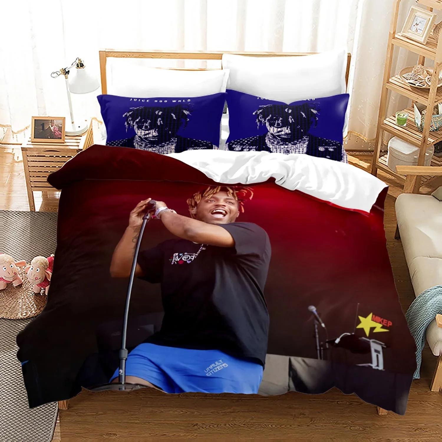 

New Juice Wrld Bedding Set Single Twin Full Queen King Size Stars Juice Wrld Duvet Cover Set For Home Decor Comfoter Cover Set EU Twin(135x200cm) чистий