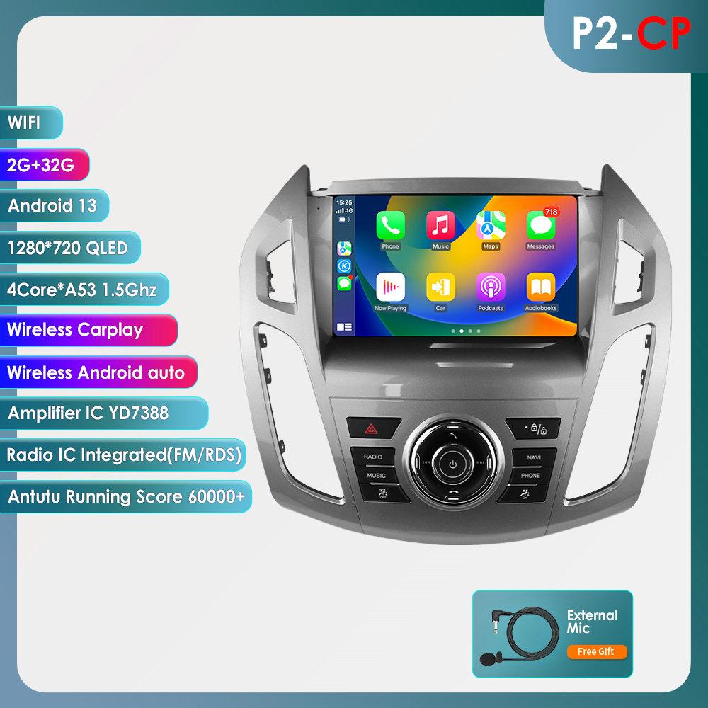 OSSURET Rádio de Carro 9 polegadas Carplay 4G 2 Din Android 13 para Ford Transit Connect 2013 - 2018 Ford Tourneo Connect Multimídia Vídeo GPS Tela Inteligente
